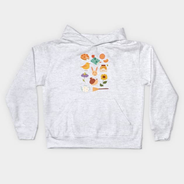 Spring days elements Kids Hoodie by Akikodraws